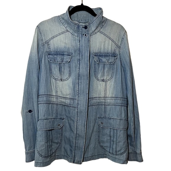 St. John's Bay Jackets & Blazers - St. Johns Bay Jean Womens Shacket Lightweight Cargo Jacket Size L or XL